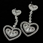 2.75Cts Round and Baguette Cut Diamond Heart Earrings